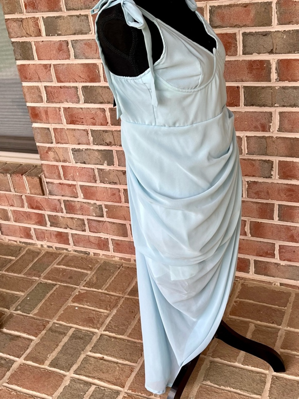 NWT PrettyLittleThing Light Blue Underwire Draped Midi Dress US 10 Wedding Guest - Picture 6 of 17